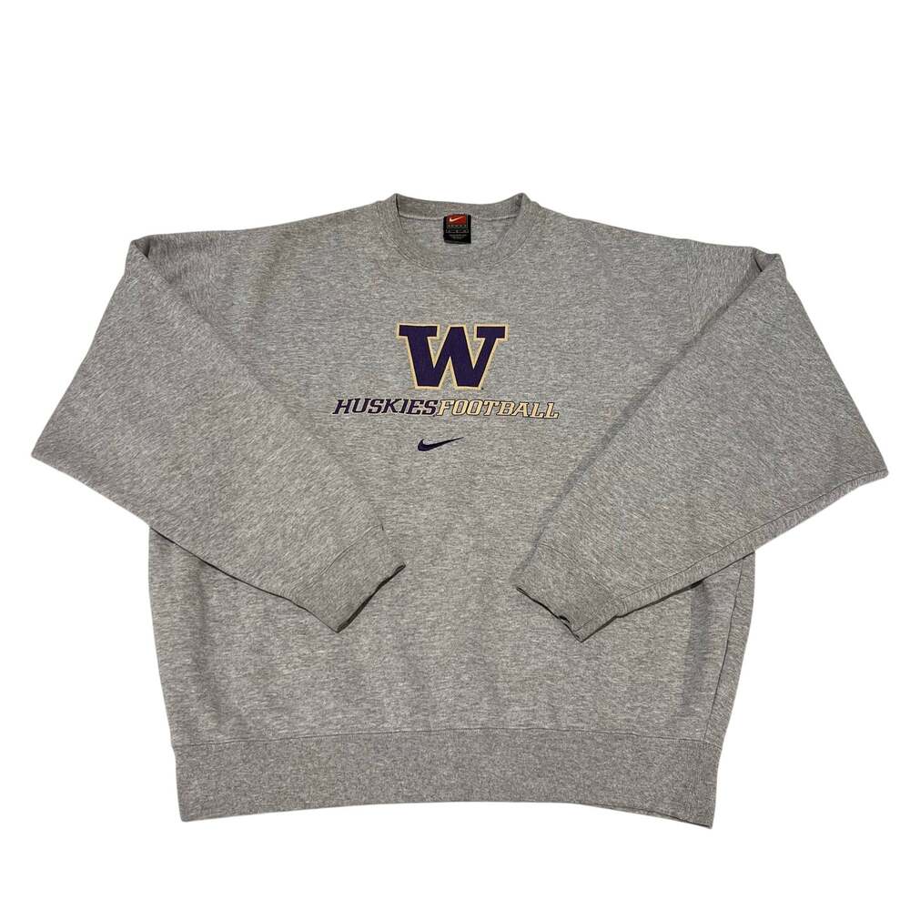 Y2K Washington Huskies Football Nike Team Center Swoosh Sweatshirt Gray Sz L